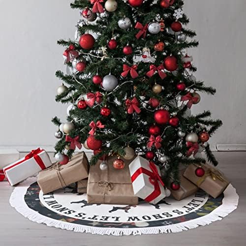 Пола за Коледната елха с Пискюл, Коледен Подложка за Коледната елха със Силует на Кучето, 30 Подложка за основите във формата