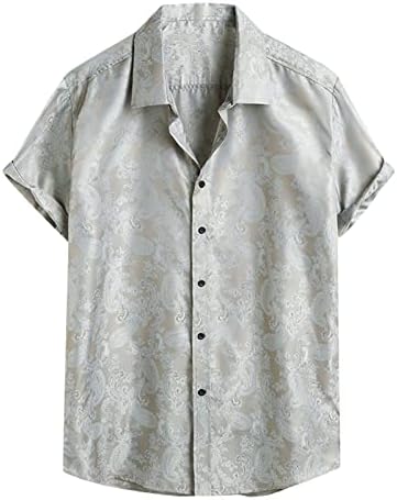 4ZHUZI 2022 Нови Мъжки Ризи, Модни Плажни Ризи с Копчета с Къс Ръкав и Цветна Принтом, Хавайски Ризи, Блузи С Яка, Блуза