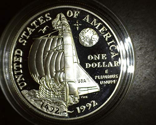 1992 P Пятисотлетие Колумб Незабравим Сребърен долар PROOF 1 ДОЛАР на САЩ PROOF Монетен двор на САЩ