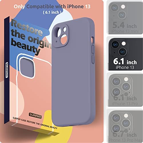 Силиконов калъф SURPHY Лавандово-сив цвят + 3 опаковки със Защитно фолио за iPhone 13 6,1 инча (випуск 2021 година)