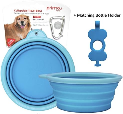 Сгъваема силиконова купа за храна и вода Prima Пет със скоба за кучета и Котки (Голяма (5 чаши) + държач за