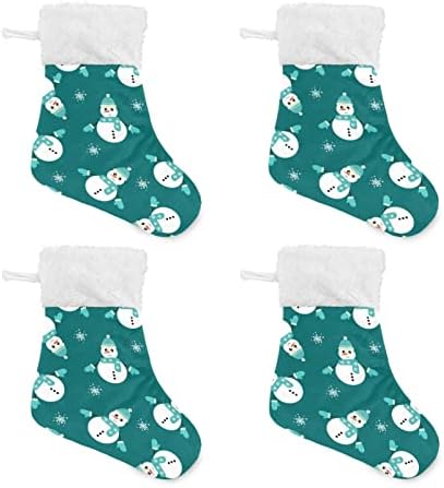 JSTEL Коледни Окачени Чорапи с Снеговиком, 6 Опаковки, Малки Коледни Празници Окачени Чорапи за Коледната Елха,