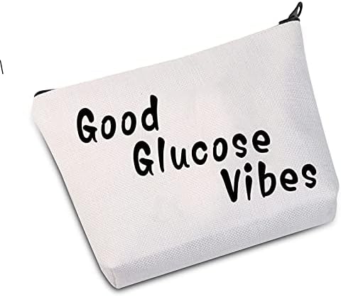 JXGZSO Чанта за диабетна консумативи Подарък за осъзнаване на диабет тип 1, Good Glucose Vibes Косметичка (Good