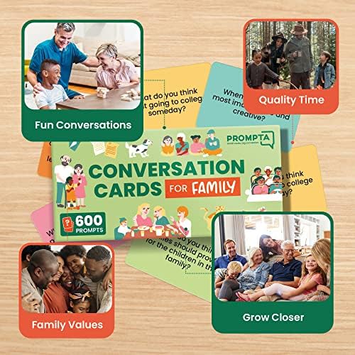 Prompta 600 Разговорни картички за семейства – Забавни игри с карти за семейства – Запознайте се със семейството си, започвайки