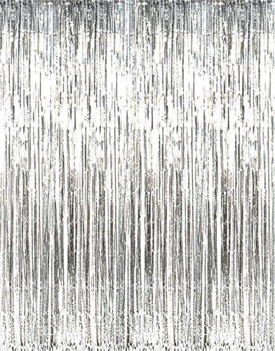 Пердета с Ресни от метално фолио с размер на 6,4 x 9,8 фута, Комплект от 2-х Декоративни ленти за парти за рожден Ден, Абитуриентски