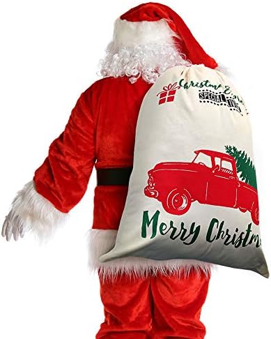 SumDirect Коледен чанта на Дядо Коледа, Отглеждане, подарък за Коледа, Голяма Реколта чанти дантела прозорци от зебло