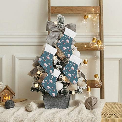 Коледни Чорапи ALAZA, Коледна Шапка с Фламинго, Класически Персонализирани Малки Декорации за Отглеждане за Семейни