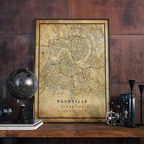 Карта Нэшвилла Печат на Плакат в Ретро Стил |Щампи с участието на Стария Град | Начало Декор в Старинен Стил|Подарък