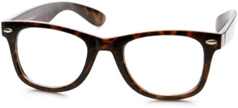 Класически Очила в рогова рамка с прозрачни лещи в дебелото рамка (Костенурка)