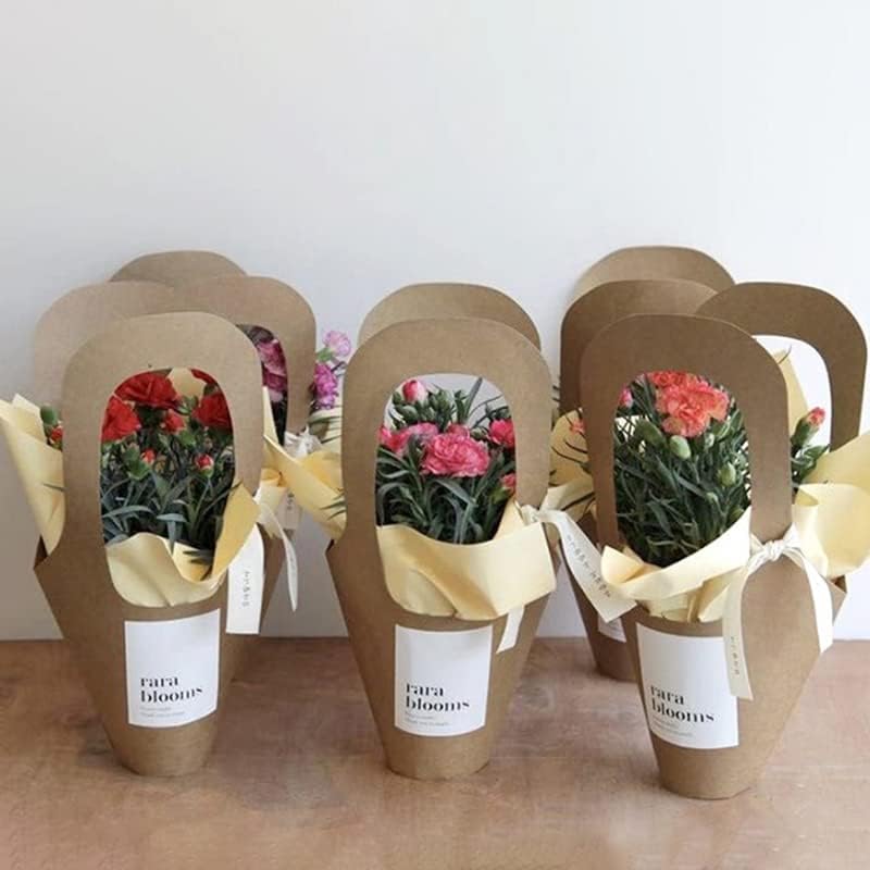 Цветни опаковки Кутии за опаковане на цветя от крафт-хартия за Опаковане, опаковки Са идеални за Деня на Св. Валентин