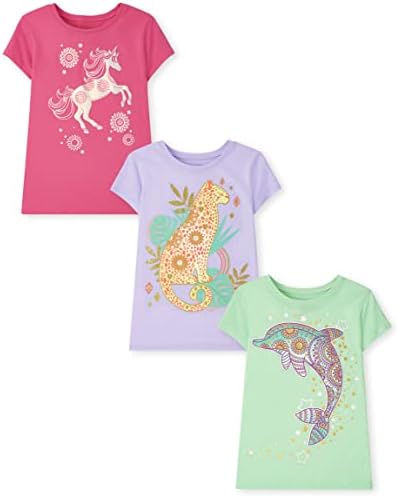 Тениска с къси ръкави и модел за момичета The Children ' s Place, 3 опаковки