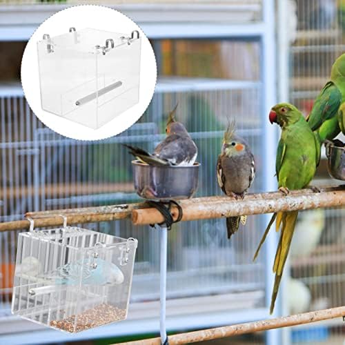 UKCOCO No Bird Устройство - Клетка за хранене на папагали с Куки за Птици, Автоматичен Контейнер за храна за