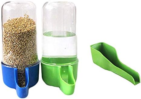 SEIS 3 опаковки Диспенсер за вода за Птици с Лъжица, Чиния за храна на малки животни, Бутилка Mynah, чешма
