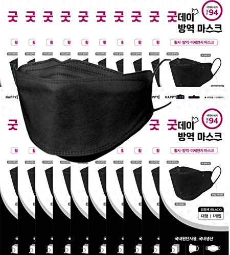 [ОПАКОВКА ОТ 30 броя] Удобна Защитна маска GOODDAY KOREAN BLACK, сертифицирана KF94, за възрастни, произведено в