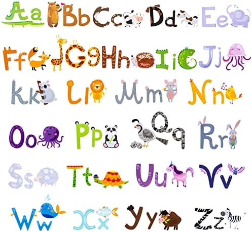 Детски Стикери за стена с Азбука на Животински, Цветни Стикери за Стена с Азбука ABC, Декоративни Детски
