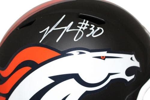 Филип Линдзи с Автограф Denver Broncos Черна Копие Шлем JSA 22622 - Каски NFL С Автограф