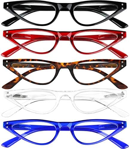 Очила за четене Yogo Vision 5 на Рк, Блокиране на Синя Светлина, Малки Очила Cateye, Женски-Леки Очила с Пружинным