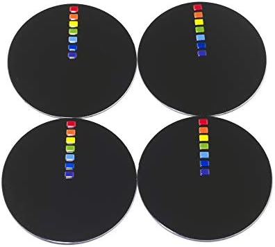 RTRHINOTUNING 4шт Стикер на Централни капачки за джанти с диаметър 44 мм, на Черна Основа, Цветна Дъга, Универсален Стикер