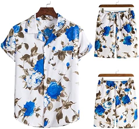 GPPZM Хавайски колекция, Риза с къс ръкав и принтом на яката, Комплект плажни панталони (Цвят: A, Размер: XXXLcode)