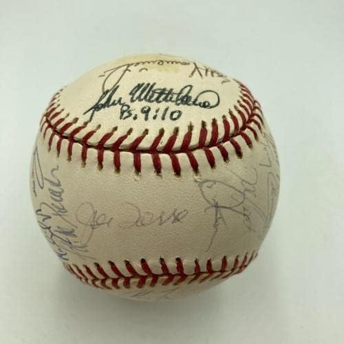 1996 Екипът на Ню Йорк Янкис Champs Подписа договор с JSA COA на Мейджър лийг бейзбол - Бейзболни топки с автографи