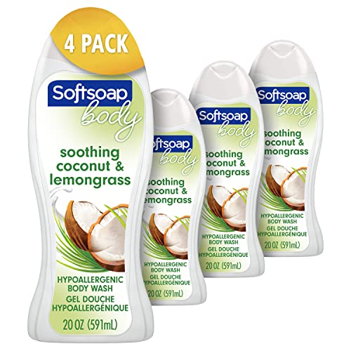 Softsoap Нежно Измийте Хипоалергичен средство за измиване на тяло за жени, Кокосово масло и лемонграсс -20 течни