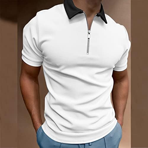 XXBR Риза с къси ръкави с цип за мъже, Лятна Приталенная Тениска с Къс Ръкав, Бизнес Ежедневни Блузи, Риза за голф