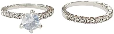 Пръстен за точки на пръст, пръстена с точка и запетая за жени, 2 бр. пръстен с капка вода, пръстен с кристал на бял цирконий,