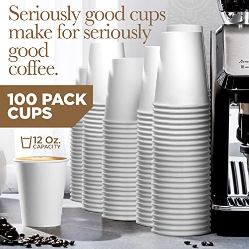 За еднократна употреба Кафени чаши от бяла хартия -12 грама (100 опаковки) - Картонени Чаши, Чаши за горещ чай, горещ шоколад,