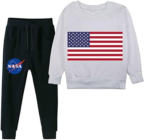 UMocan Комплект Спортни облекла с участието на НАСА от 2 теми, Детски мек вълнен плат Пуловер, Hoody с кръгло деколте
