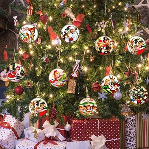 27 бр. Реколта Коледна Украса-Коледни Кръгли Висящи Дървени Табели В Ретро Стил, Коледна Елха, Украса, Дядо Коледа,