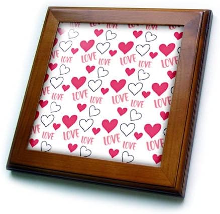 3. Начертайте Сладки розови Сърца и черен Контур Сърца и плочки с изображение на Любовта в рамка (ft-372159-1)