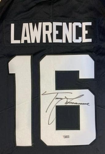 Ягуар с автограф от Тревора Лорънс ливърмор Подписа Найки Limited Black Jersey Fanatics - Тениски NFL с автограф