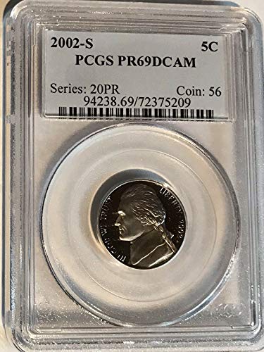 2002 S Jefferson Nickel Доказване на Професионално Изработени PR69 - DCAM - Красива монета PCGS