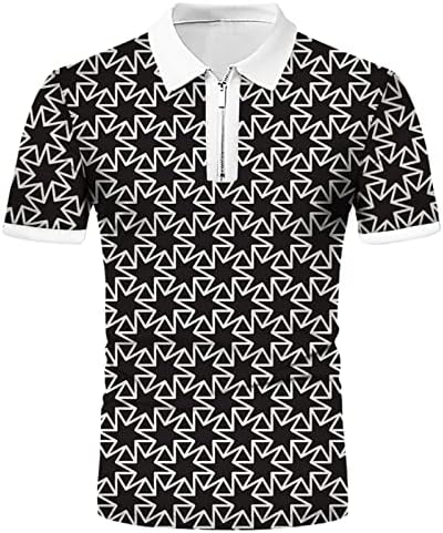 XXVR Мъжка Спортна Риза за Голф, Летни Шарени Ризи Поло Slim Fit С Къс ръкав, Модни и Ежедневни Памучен Блуза с ревера