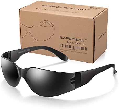Защитни очила SAFETISAN с тонировкой на Едро, 48 броя в опаковка, Защитни Тъмни Защитни очила за защита от uv, устойчиви