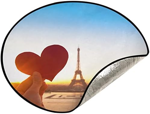visesunny Подложка за Коледно Сърце в Ръцете на Романтичен Париж Подложка за Подложки под Елхата Протектор