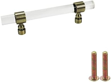 Прозрачна Акрилна дръжка Pufguy 96 мм, Кристален Т-Образна Дръжка за шкаф, гардероб, Стъклена врата-2 бр (Бронз
