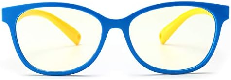 Детски Блокер Очила със Синя Светлина, Гумени Гъвкави Квадратни Очила в Рамки, Компютърни Очила за Деца 3-12 Години
