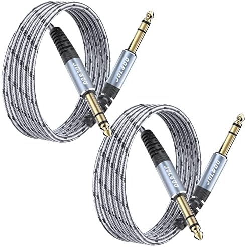 Инструментален кабел JOLGOO 1/4 Инча TRS дължина 6,6 фута, 2 комплекта, Китара кабел 1/4 инча, 6,35 Балансирана