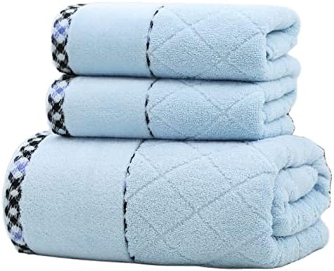 Комплект памучни кърпи / хавлии MJWDP с форма на диамант, с Малка кърпа, Голямо кърпи за баня, комплект от три елемента (Цвят: