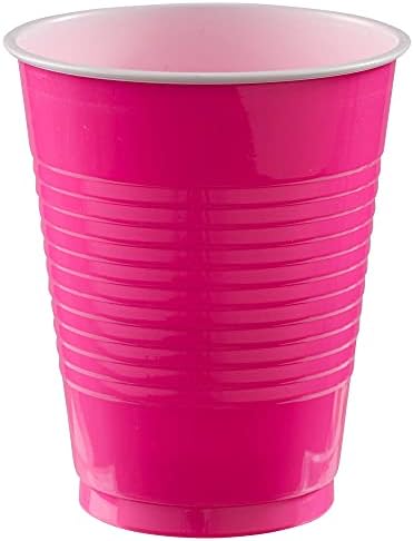 Еднократни Пластмасови Чаши Amscan Ярко-Розов цвят, 18 Мл