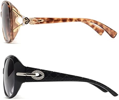 JM Класически Бифокални Очила за Четене, Дамски Очила с Защита от Uv, Улични Черепаховые и Черни + 2,5