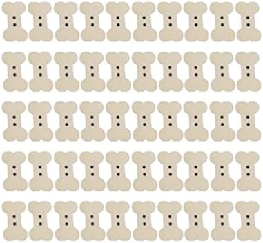 100шт Копчета с 2 Дупки Дървени Копчета Във Формата на Костите С 2 Дупки Шиене на Копчета и Копчета за Домашна Кукольной