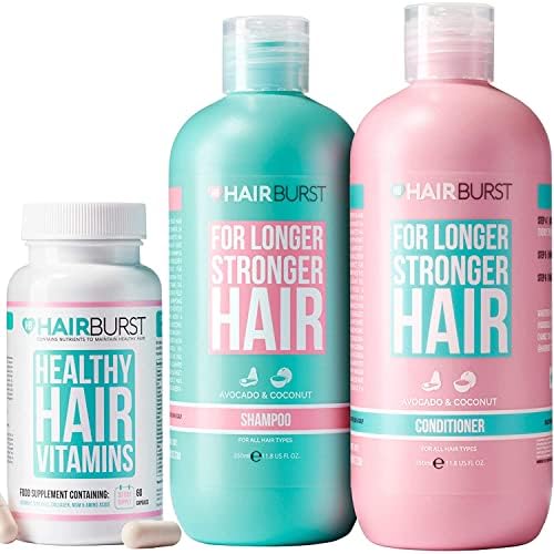 Шампоан, балсам и оригиналния набор от витамини Hairburst - Всички естествени витамини за растеж на косата - За растеж