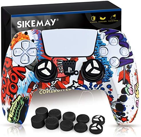 Силиконов калъф SIKEMAY с печат Skin за PS5 Dualsense Grip Controller, Защитен Калъф за Аксесоари за Playstation 5 с
