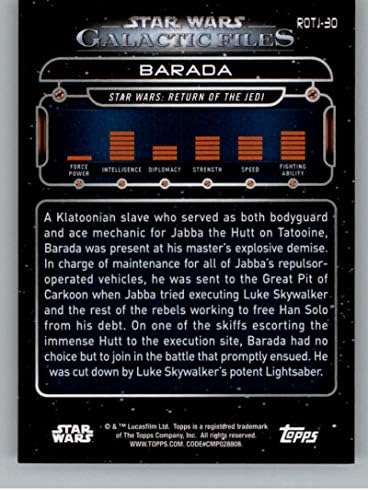 2018 Topps Star Wars Galactic Files Blue ROTJ-30 Официалната търговска картичка Барады, не е свързана със спорта, в NM или по-добро