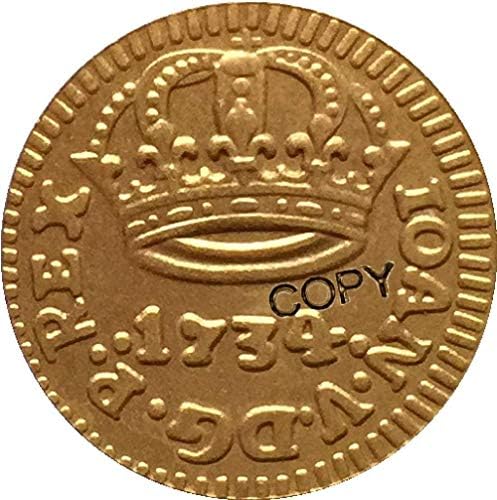 Монета на Повикване 1734 Копие Бразилски монети за Домашен интериор на Офис Събиране на монети