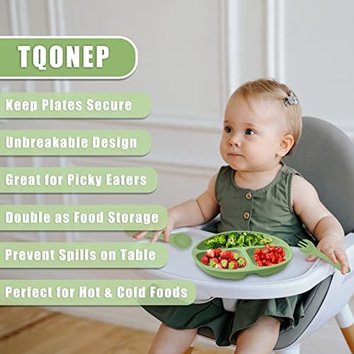 TQONEP 12 Опаковки Нещастници за бебета и малки деца, Определени Разделени Чинии, Силиконови Плочи на Присосках за