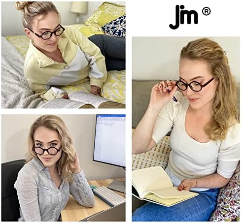 JM 5 опаковки кръгли очила за четене с пружинным тръба на шарнирна връзка, мъжки и женски очила за четене