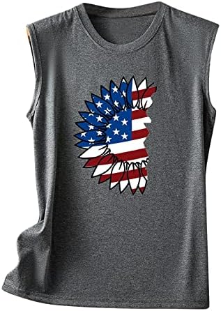 На 4 юли, Дамски Блузи на бретелях, Тениска Без ръкав, с кръгло деколте, Американското Знаме, Звездите, Шарени Патриотическая